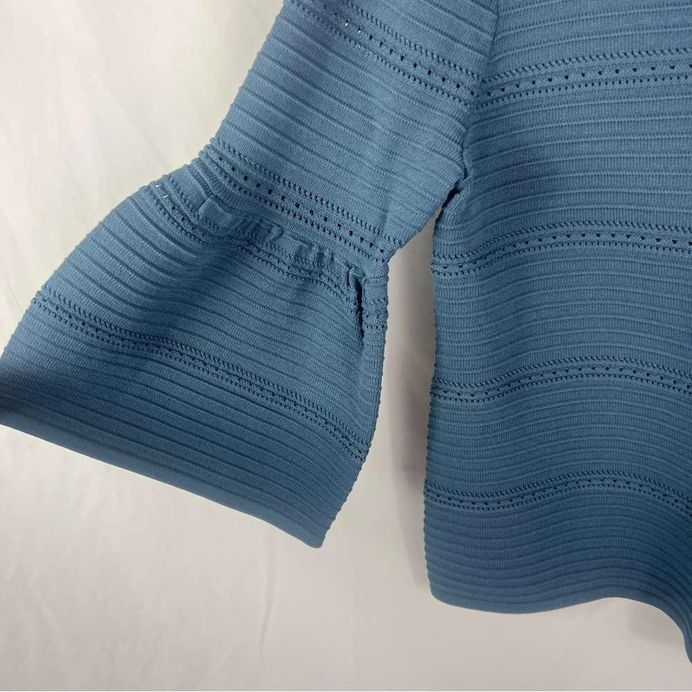 White House Black Market Blue Bell Sleeve Top - Picture 3 of 7
